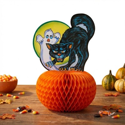 Dekorace Halloween Kočka s dýní 30 cm