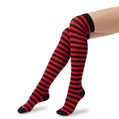 Punčochy pruhované černočervené