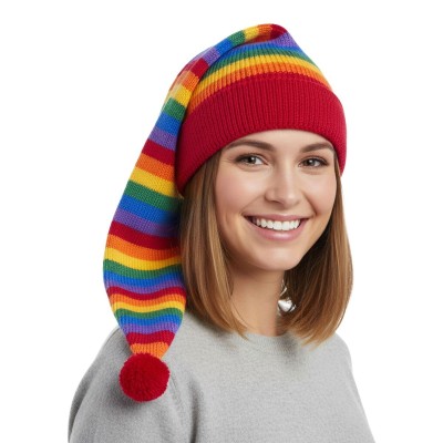 Čepice dlouhá duhová