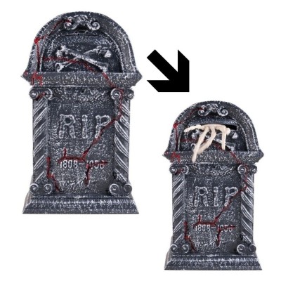 Dekorace náhrobní kámen náhrobek se šátrající rukou  44cm Halloween