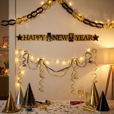 Dekorace baner nápis Happy New Year 113cm