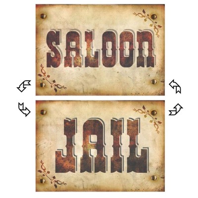 Dekorace Western Saloon a Jail 42 x 30 cm
