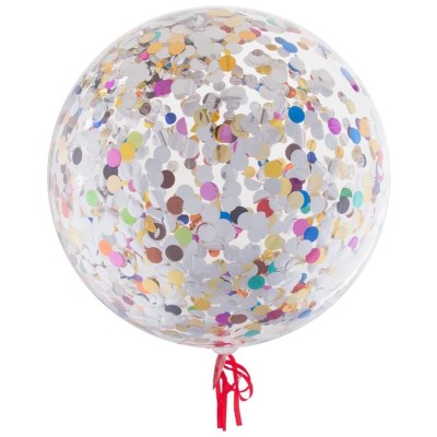 Průhledný balónek s barevnými konfetami 46cm