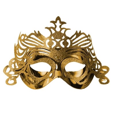 Škraboška zlatá maska benátská s korunkou