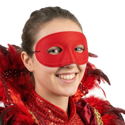 Škraboška maska látková červená