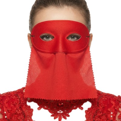 Škraboška červená maska se závojem