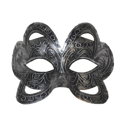 Škraboška maska s patinou stříbrná