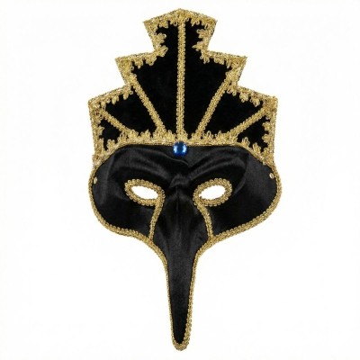 Benátská černá zlatá maska dlouhý nos