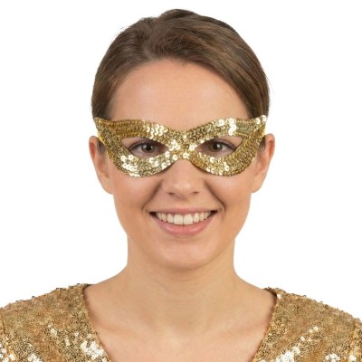 Škraboška zlatá maska s flitry