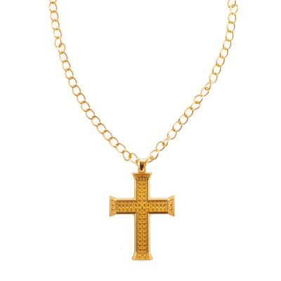 Kovový náhrdelník kříž zlatý