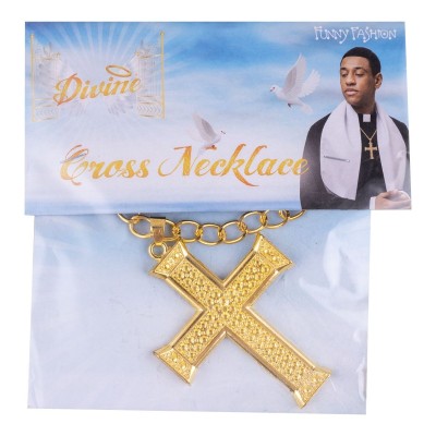 Kovový náhrdelník kříž zlatý