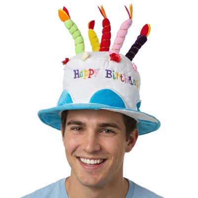 Narozeninový modrý klobouk dort