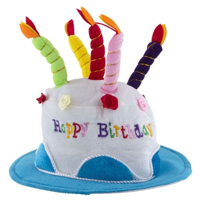 Narozeninový modrý klobouk dort