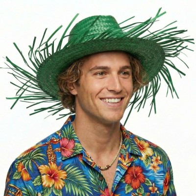 Plážový slaměný klobouk zelený slamák