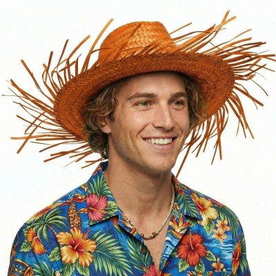 Plážový slaměný klobouk oranžový slamák