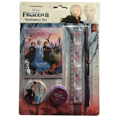 Sada na psaní Frozen Ledové království - blok, tužka, ořezávátko, pravítko a guma