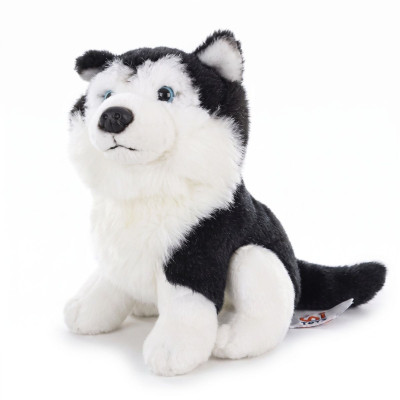 Plyšový Pes Husky černý sedící 15 cm