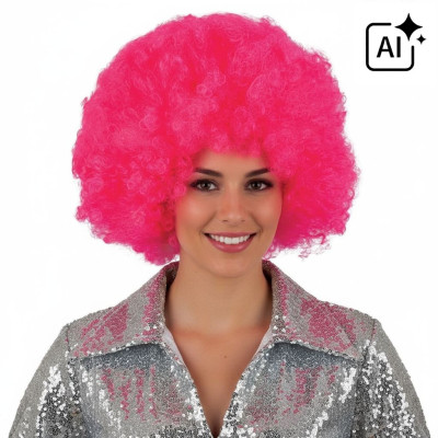 Paruka velké afro růžové kudrnaté