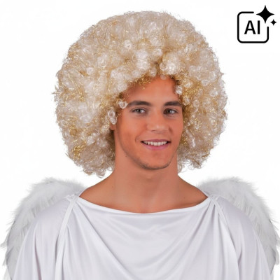 Andělská paruka anděl afro bílá zlatá