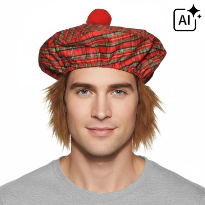 Skotský baret s vlasy
