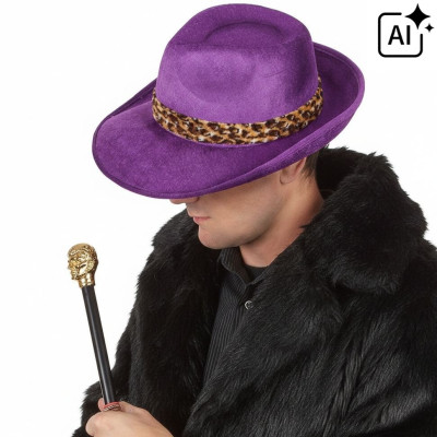 Klobouk fialový s leopardím vzorem