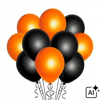 Latexové balónky Halloween černé a oranžové 10ks