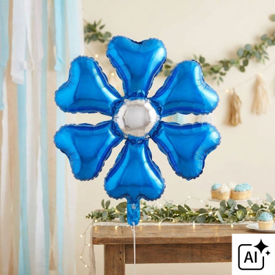 Foliový balónek květina modrá 55 cm