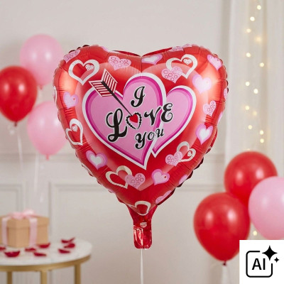 Foliový balónek srdce červené I Love You 52cm