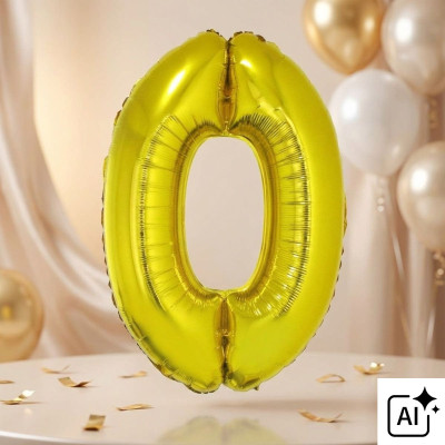 Foliový balónek číslo 0 zlatý 102 cm