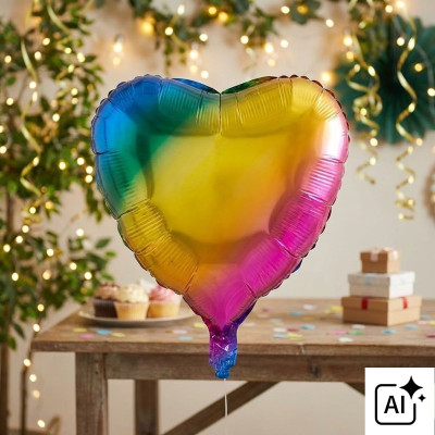Foliový balónek Srdce duhové 52 cm