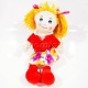 Textilní panenka s vestičkou - červená