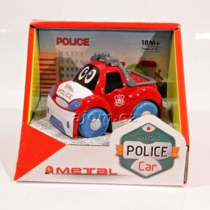 Autíčko kovové - policie - červené
