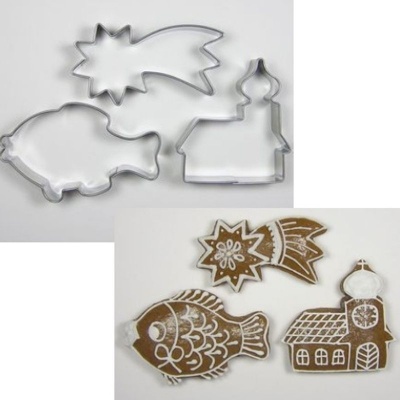 Vykrajovátka Vánoční sada Kostelík, kometa, kapr