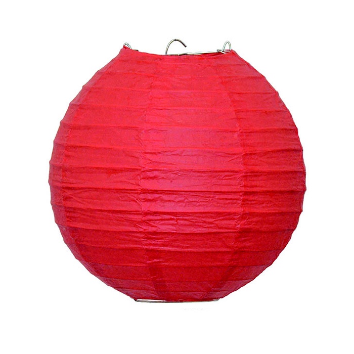 Papírový kulatý lampion - červený