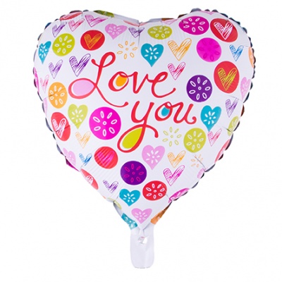 Foliový balónek srdce barevné I Love You 52cm