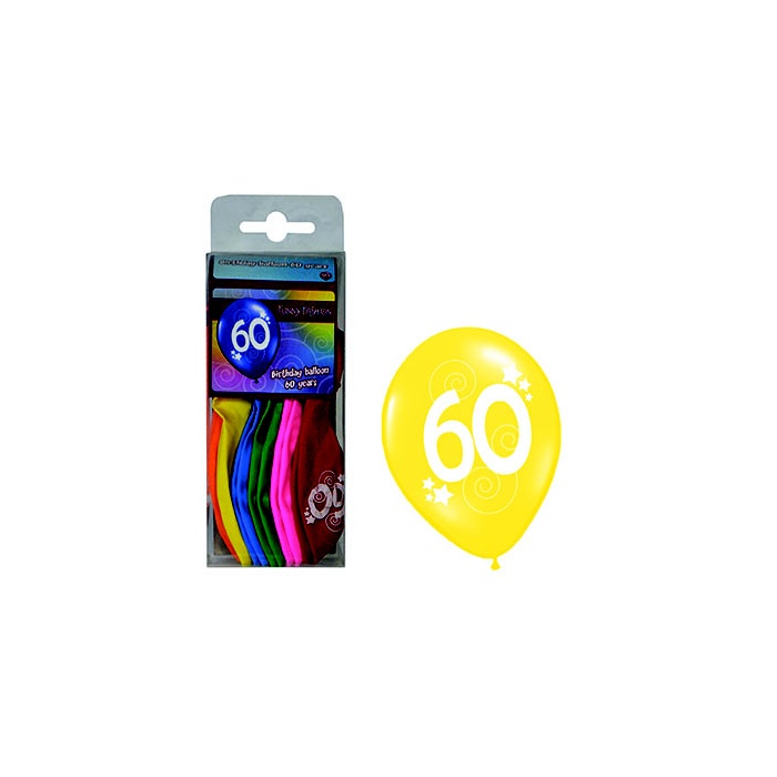 Balónky s číslem 60 barevné 12ks