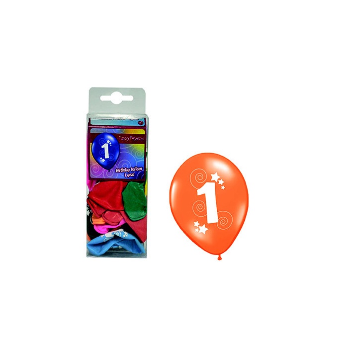 Balónky s číslem 1 barevné 12ks