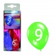 Balónky s číslem 9 barevné 12ks