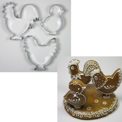 Vykrajovátka Velikonoční sada Kohout, slepička a kuřátko